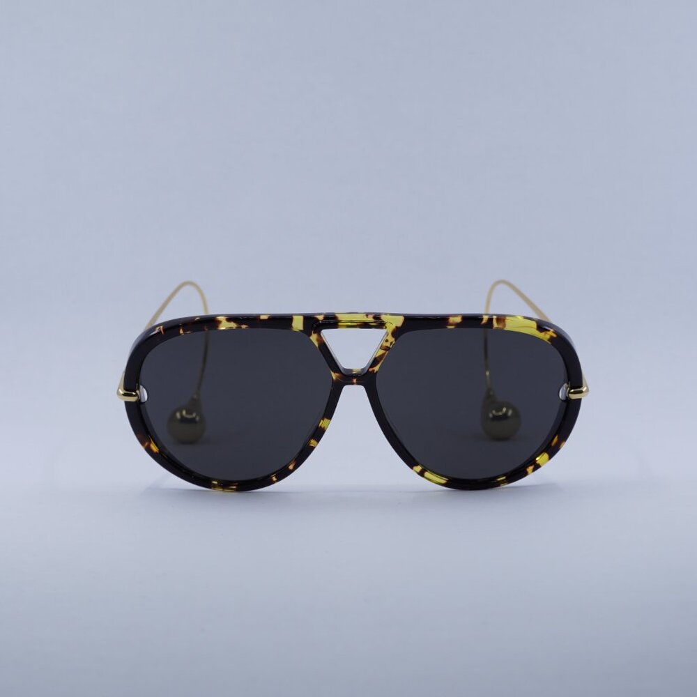 Bottega Veneta BV1273S 005 Sunglasses Havana Gold Geometric Frame, Grey Lenses - Picture 5 of 12